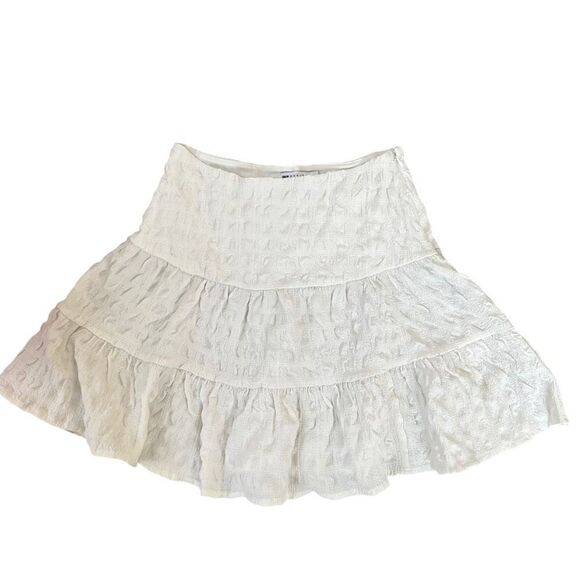 ASOS DESIGN tiered mini skirt in poly plaid in white size 6 - Picture 5 of 9